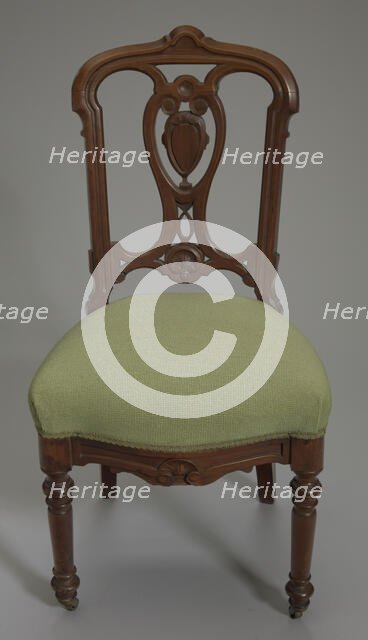 Walnut side chair from the home of Robert Smalls, 1875. Creator: Unknown.