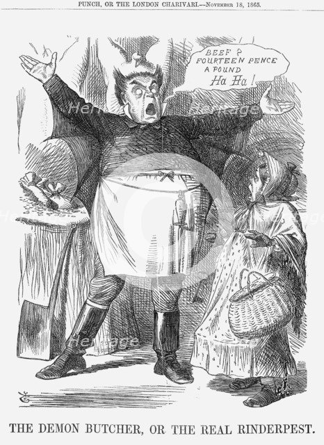 'The Demon Butcher, or the Real Rinderpest', 1865. Artist: John Tenniel