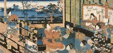 Courtesans with Children, c1840. Creator: Utagawa Kunisada.