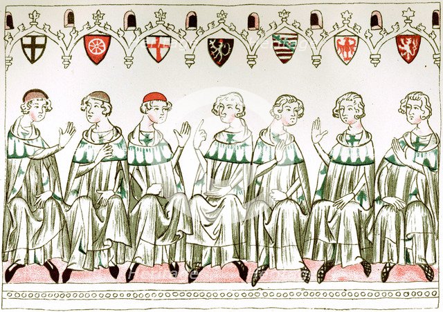 Seven Prince Electors voting for Henry VII, Holy Roman Emperor, 1341.