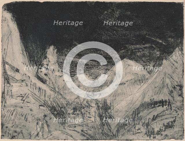 Mountain Landscape with Little Mowers, 1919. Creator: Ernst Kirchner.