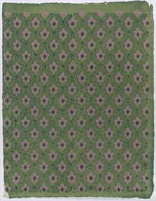 Sheet with overall pink floral pattern on green background, late 18t..., late 18th-mid-19th century. Creator: Anon.