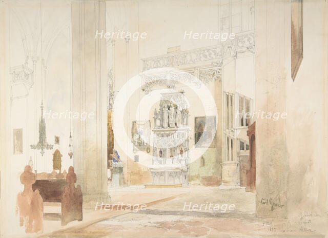 Interior of Saint Severin Church in Erfurt, 1855. Creator: Carl Georg Anton Graeb.