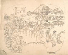 Proof Line-Block Print for Fan, 19th century. Creator: Sadahide Utagawa.