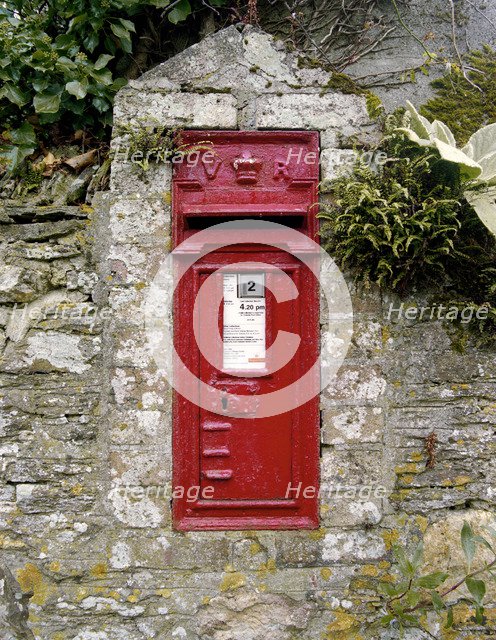 Victorian postbox, Talskiddy, St Columb Major, Cornwall, 2000. Artist: P Williams