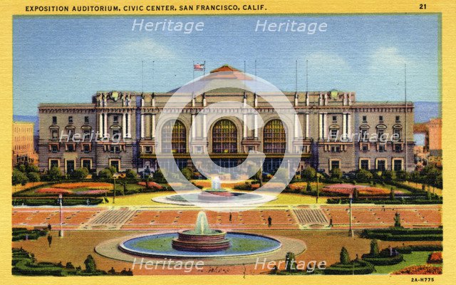 Exposition Auditorium, Civic Center, San Francisco, California, USA, 1932. Artist: Unknown