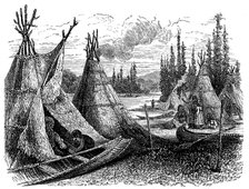North American Cree Indian settlement in summer, 1874. Artist: Unknown