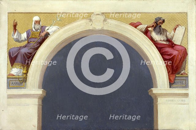 Esquisse pour l'église Saint-François-Xavier : Moïse et Aaron, between 1874 and 1876. Creator: Romain Cazes.