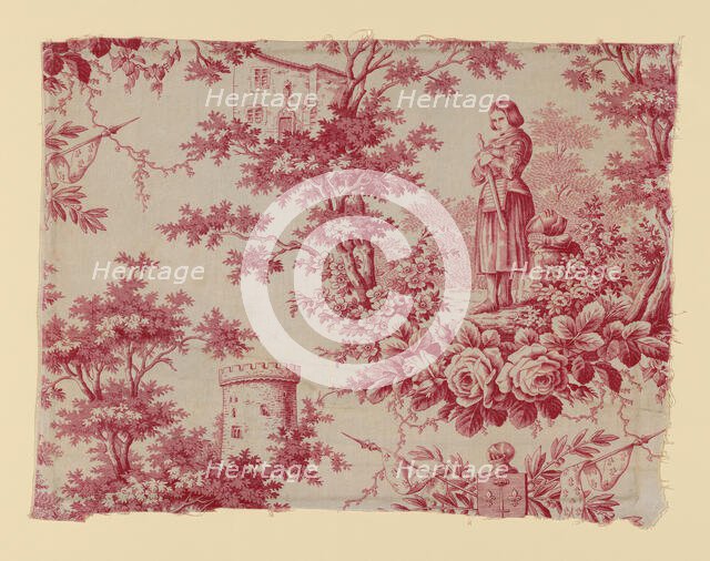 Jeanne d'Arc (Joan of Arc), (Furnishing Fabric), France, c. 1840. Creator: Unknown.