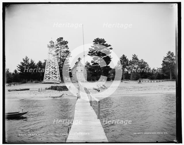 U.S. life boat station, Pointe aux Barques, between 1890 and 1901. Creator: Unknown.