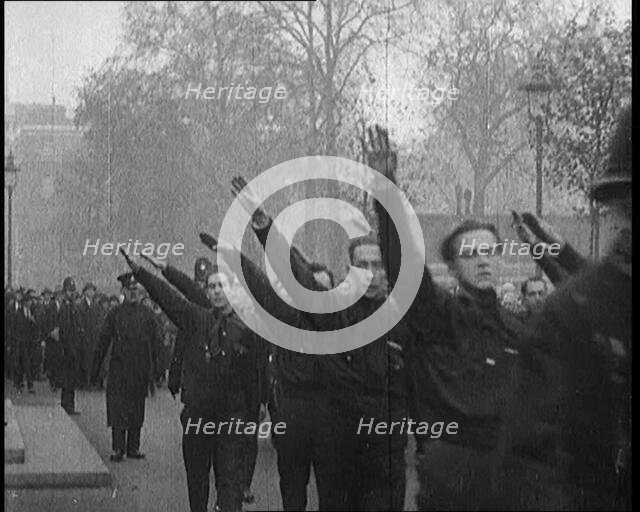 British Fascists Saluting and Marching Through London, 1922. Creator: British Pathe Ltd.