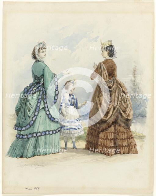 Two women and a girl, May 1870. Creator: Jules David.