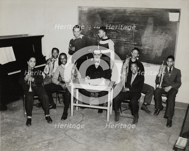Central Manhattan Music Center, horn players, 1938. Creator: Aubrey Pollard.