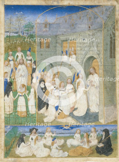 The Holy Virgins Greeted by Christ as They Enter the Gates of Paradise, ca. 1467-70. Creator: Simon Marmion.