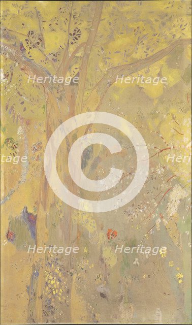 Arbre sur fond jaune. Décor pour le château de Domecy, 1901.