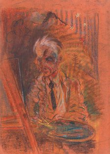 Self-portrait with a palette, 1925-1930. Creator: Arnold Peter Weisz-Kubincan.
