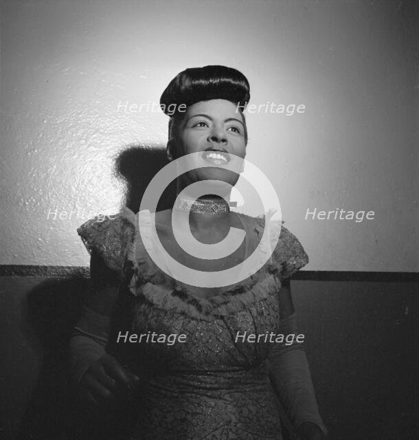 Portrait of Billie Holiday, Carnegie Hall, New York, N.Y., 1946. Creator: William Paul Gottlieb.