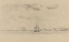 Coastal Landscape with Shipping, c. 1858. Creator: Eugene Louis Boudin.