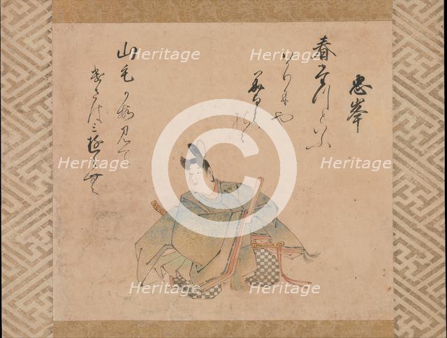 The Poet Mibu no Tadamine, from a set of album leaves..., early 17th century. Creator: Iwasa Matabei.