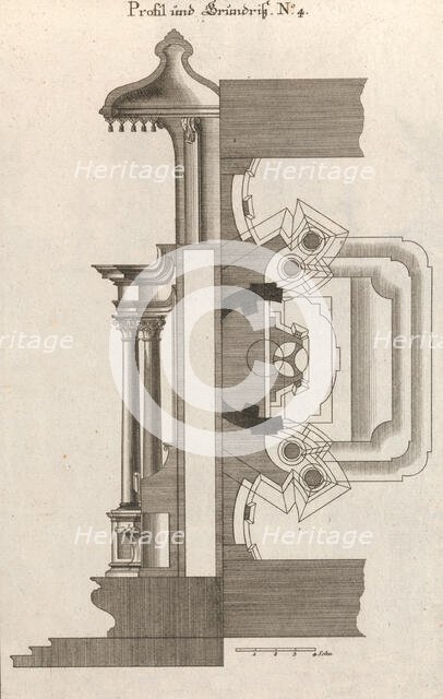 Floorplan and Side View of an Altar, Plate d (2) from 'Unterschiedliche Neu..., Printed ca. 1750-56. Creator: Georg Gottfried Winckler.