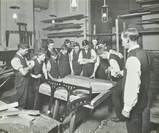 Making pianos, Benthal Road Evening Institute, London, 1914. Artist: Unknown.