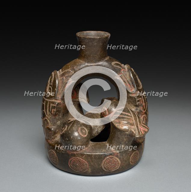 Vessel with Reclining Figure and Birds, 2200 - 200 BC. Creator: Unknown.