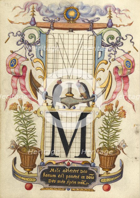 Guide for Constructing the Letter M; Mira calligraphiae monumenta, about 1591-1596. Creator: Joris Hoefnagel.