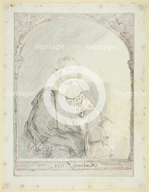 Study for Portrait of a Man in an Arm Chair, from Collection d'imitations de Dessins..., c.1821. Creator: Christian Josi.