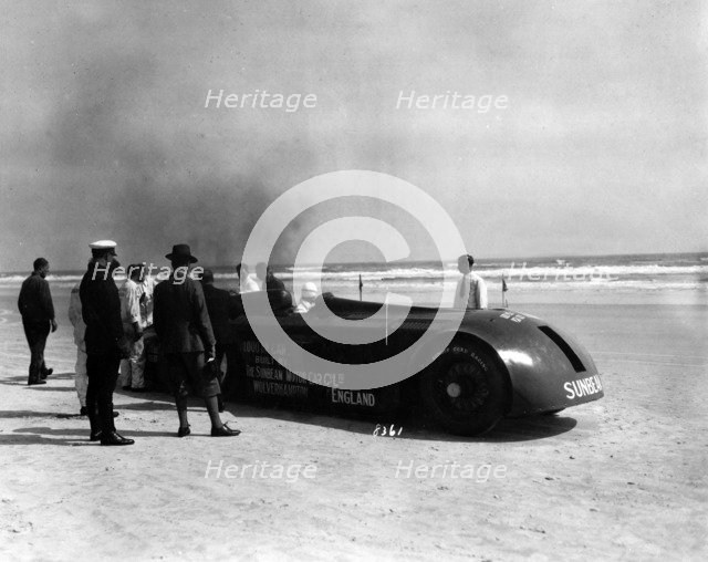 Sunbeam 1000hp World Land speed record attempt at Daytona 1927 Artist: Unknown.