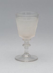 Westward Ho!/Pioneer pattern cordial glass, c. 1876. Creator: Gillinder & Sons.