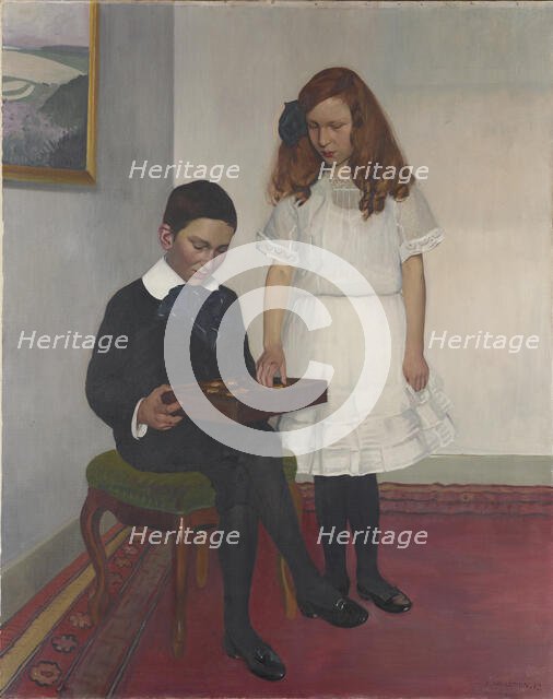 Les Enfants Hahnloser, 1912. Creator: Vallotton, Felix Edouard (1865-1925).