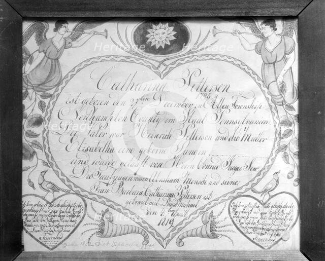 Birth, Baptismal, and Marriage Certificate, 1819. Creator: Unknown.