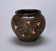 Small Globular Jar with Rolled Lip and Stylized Leaves, Jin dynasty (1115-1234). Creator: Unknown.
