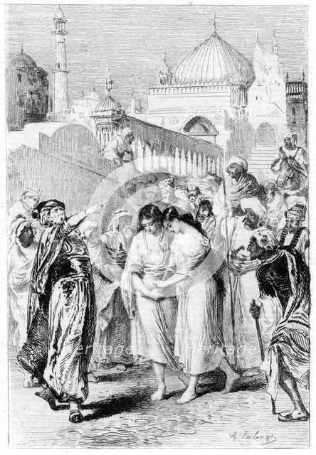 Ganem's mother and sister leaving Damascus, 19th century. Artist: Unknown