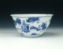 Bowl with scholars, Transitional period, China, c1630-1662. Artist: Unknown