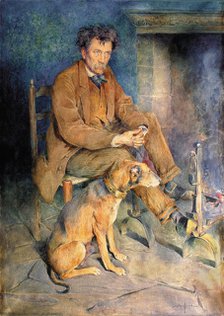 Maurice Rollinat (1846-1903) and His Dog Pluton, 1895. Creator: Österlind, Allan (1855-1938).