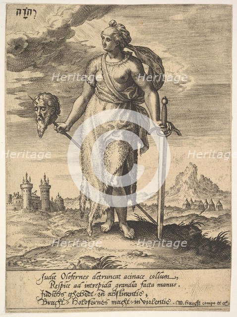 Judith, from Willem van Haecht, Tyrannorum proemia, 1578, 1578. Creator: Hieronymous Wierix.