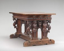 Walnut Table with Herms and Sphinxes at the Ends, second half 16th century. Creator: Unknown.