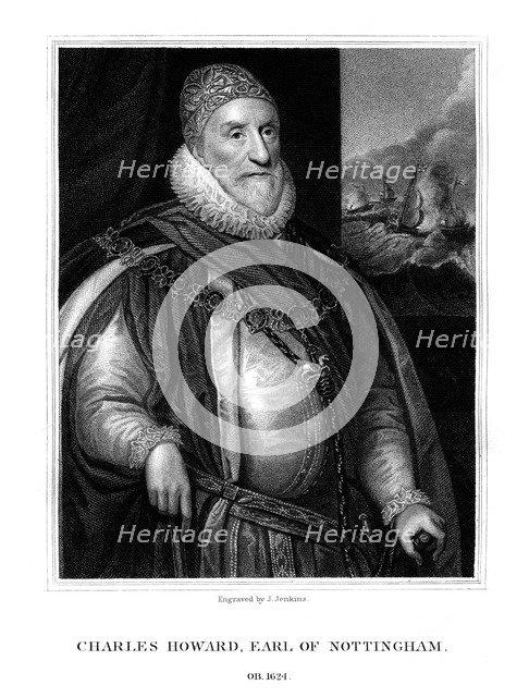 Charles Howard, 1st Earl of Nottingham, English statesman and admiral, (1825).Artist: J Jenkins