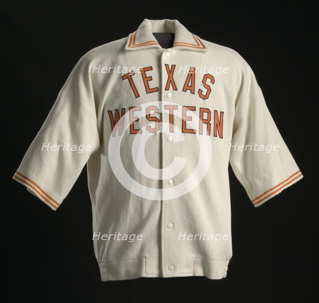 Warm up jacket worn by Jerry Armstrong for Texas Western, 1965-1966. Creator: Unknown.