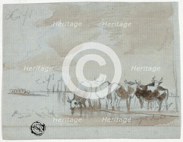 Cattle in Water, 18th century. Creator: Unknown.