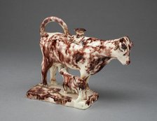 Cow Creamer with Calf, Staffordshire, 1770/95. Creator: Staffordshire Potteries.
