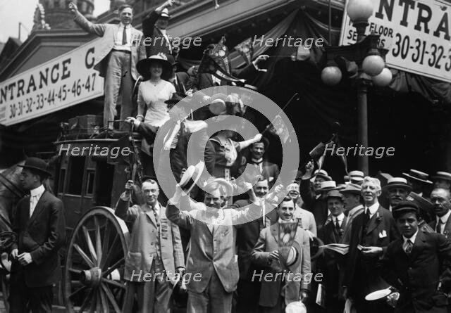 California delegates cheering on stagecoach at the 1912 Republican National Conv... June 18-22, 1912 Creator: Bain News Service.