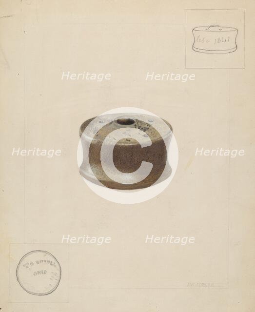 Ceramic Ink Well, c. 1937. Creator: John Jordan.