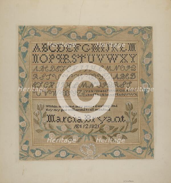 Sampler, c. 1937. Creator: Alfonso Moreno.