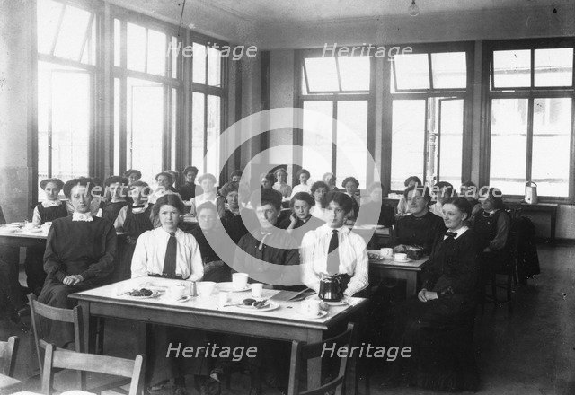 The Rowntree factory dining room for girls, York, Yorkshire, 1900. Artist: Unknown
