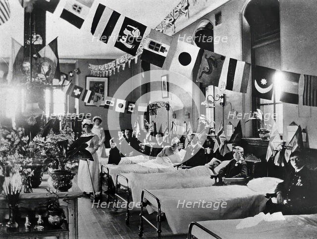 Hahnemann Hospital and Homeopathic Dispensaries, Liverpool: a ward, decorated with..., (1910?). Creator: Unknown.