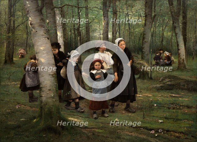 Children in the woods, 1891. Creator: Brozík, Vaclav (1851-1901).