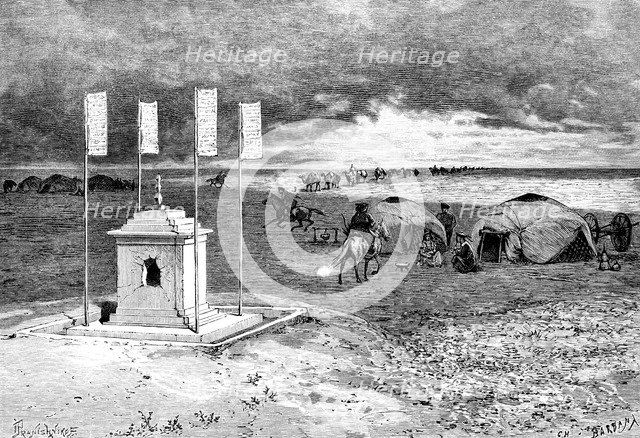 The tomb of a lama and an encampment, Mongolian desert, c1890. Artist: Unknown