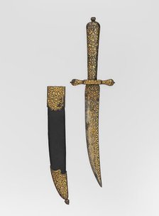 Dagger with Sheath, blade, Turkish; hilt and scabbard, European...blade, mid-16th century. Creator: Unknown.